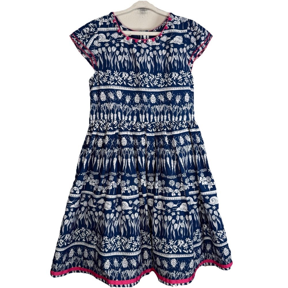 MONSOON Girls Size 9 Bug Blue Pink Party Dress Formal Cottage Layered Unique